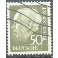 Germany 1957 - 50pf olive - President Heuss - u...