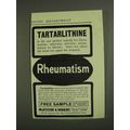 1907 McKesson & Robbins Tartarlithine Ad - Rheu...