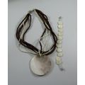 Large Genuine White MOP twist Seed & Wood Beade...
