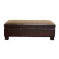 Modern Dark Brown Rectangle Leather Storage Ott...