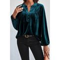 Skobeloff Lantern Sleeve Beaded Split V Neck Ve...