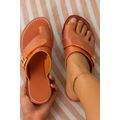 Chestnut Toe Ring Flat Sandal Slippers