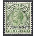 Falkland Islands 1918 SG70a 1/2d Yellow-Green W...