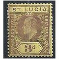 St Lucia 1909 SG71 3d Purple/Yellow Mounted Min...