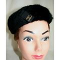 Womens Vintage 1940 1960 Black Beret Hat Kangol