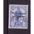MALTA 1925 SG 142 2 1/2d on 3d BRIGHT ULTRAMARI...
