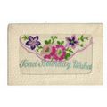 WW1 Embroidered Silk Postcard, Fond Birthday Wi...