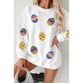 White Easter Egg Corded Oversized Sweatshirt