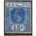 Ceylon 1912 SG311 15c Deep Bright Blue Very Fin...
