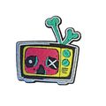 Gothic TV Iron On Patch Skull Badge Embroidered...