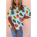 Sky Blue Leopard Drop Shoulder Oversize Tee