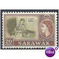 Sarawak 1957 SG196 20c Olive & Brown Mounted Mint