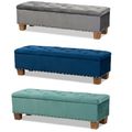 Padded Velvet Ottoman Storage Bed Bench Button-...