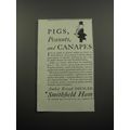 1933 Smithfield Ham Ad - Pigs, peanuts, and can...
