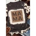 Black Bleached Leopard MAMA Graphic Crew Neck Tee