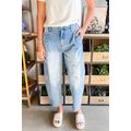 Beau Blue Flower Patched Light Wash Cropped Hig...