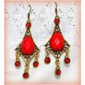 Sale Tibetan Hill Tribe Red Crystal Bronze Hook...