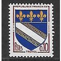 FRANCE 1960 ARMS 10c TROYES BLUE YELLOW AND BLA...
