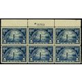 616, Mint VF NH 5¢ Top Plate Block of Six Stamp...