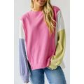 Sachet Pink Exposed Seam Striped Color Block Pa...