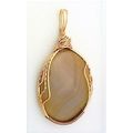 Banded Agate Bronze Wire Wrap Gemstone Pendant 45