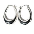 Sterling Silver Long U Puffed Hoop Earrings