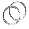 Sterling Silver Medium Diamond Cut Hoop Earrings