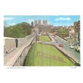 YORK MINSTER AND CITY WALLS unused vintage post...