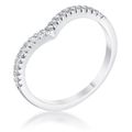 22Ct Rhodium Chevron Ring with CZ