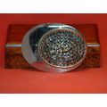 Pre-Owned German Silver Rhinestone Belt Buckle