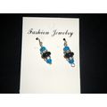 Blue & black glass earrings petite adult or chi...