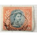 Rhodesia & Nyasaland QEII 1954 10/- Dull Blue G...