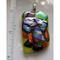 Handmade OOAK Dichroic Fused Glass Pendant,silv...
