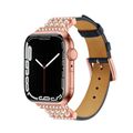 Pearl Diamond Leather Watch Band For Apple Watc...
