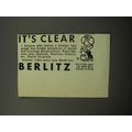 1951 Berlitz School of Languages Ad - It's clear