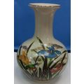 Signed Vintage Toyo Japan Vase Gold Blue Red Fl...