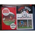 2 FOOTBALL PROGRAMMMES MANCHESTER UNITED REVIEW...