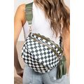 Blackish Green Checkered Print Wide Strap Large...