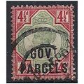 1892 O71 4 1/2d Green & Carmine Govt. Parcels F...