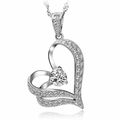 Elegant Silver Crystal Heart Pendant Necklace G...