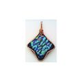 Blue Green Dichroic Glass Copper Wire Wrap Pend...
