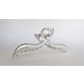 Long matte silver tone heart shaped metal hair ...