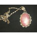 Mounted Rhodochrosite oval pendant and necklace...