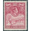 Turks & Caicos Islands 1944 2s bright rose-carm...