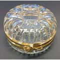 Vintage Cut Glass Crystal Round Gold Trim BowTi...