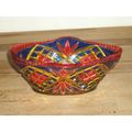Colourful Hand Painted Cut Glass Dish