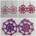 Glitter Resin Spider Web Earrings On Silver Plated Hooks ( Read description )