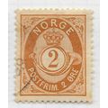 NORWAY 1890 CLASSIC POSTHORN UNSHADED 2ore ORAN...