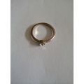 New Womens Gold Colour Single Stone Ring - 19mm...