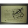 1954 Lloyds Bank Ad - Travellers' Cheques at home
